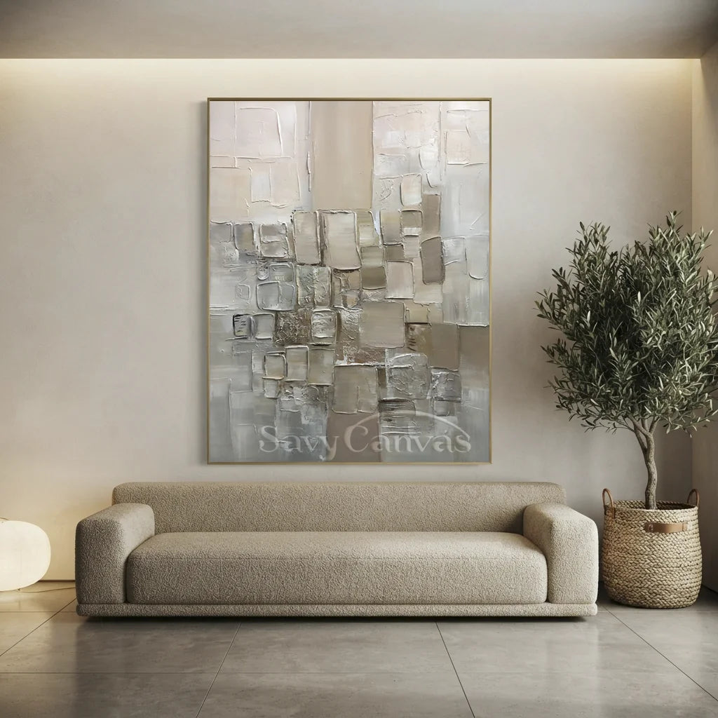 Cream and Beige Textured Abstract Canvas | Warm Neutral Wall Art #AA 415