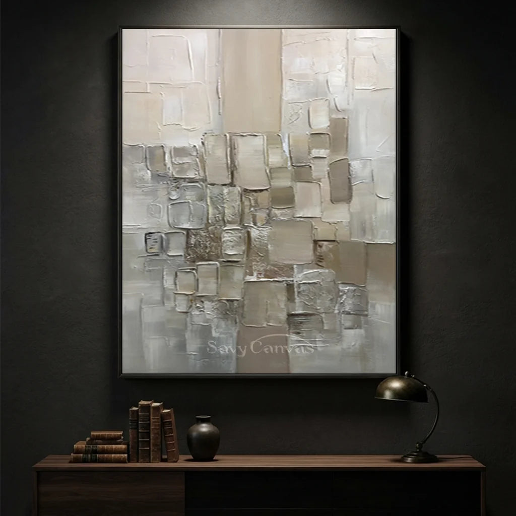 Cream and Beige Textured Abstract Canvas | Warm Neutral Wall Art #AA 415