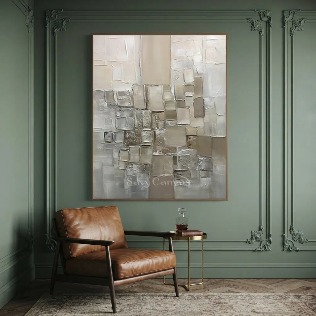 Cream and Beige Textured Abstract Canvas | Warm Neutral Wall Art #AA 415