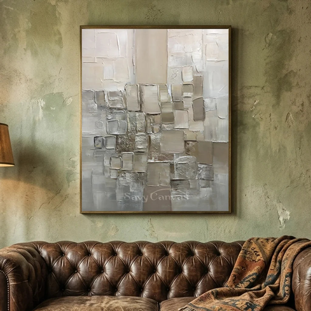 Cream and Beige Textured Abstract Canvas | Warm Neutral Wall Art #AA 415