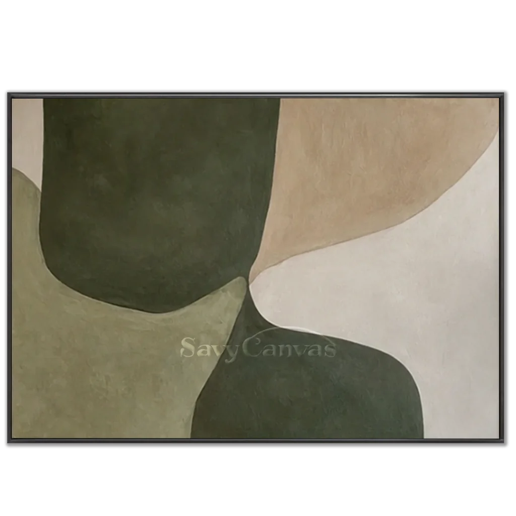 Beige-&-Green-Abstract-Wall-Art-black-frame-02.webp