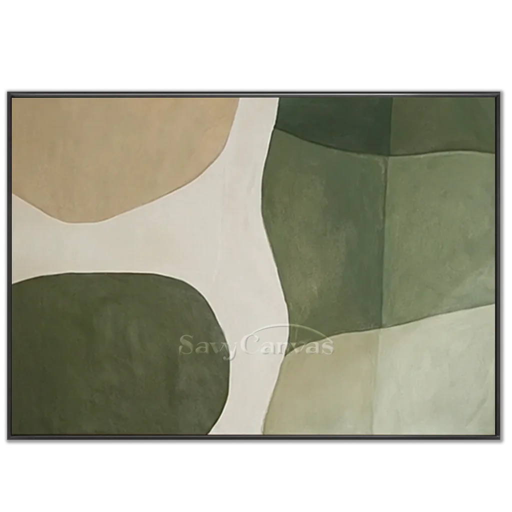 Beige-&-Green-Abstract-Wall-Art2-black-frame-02.webp
