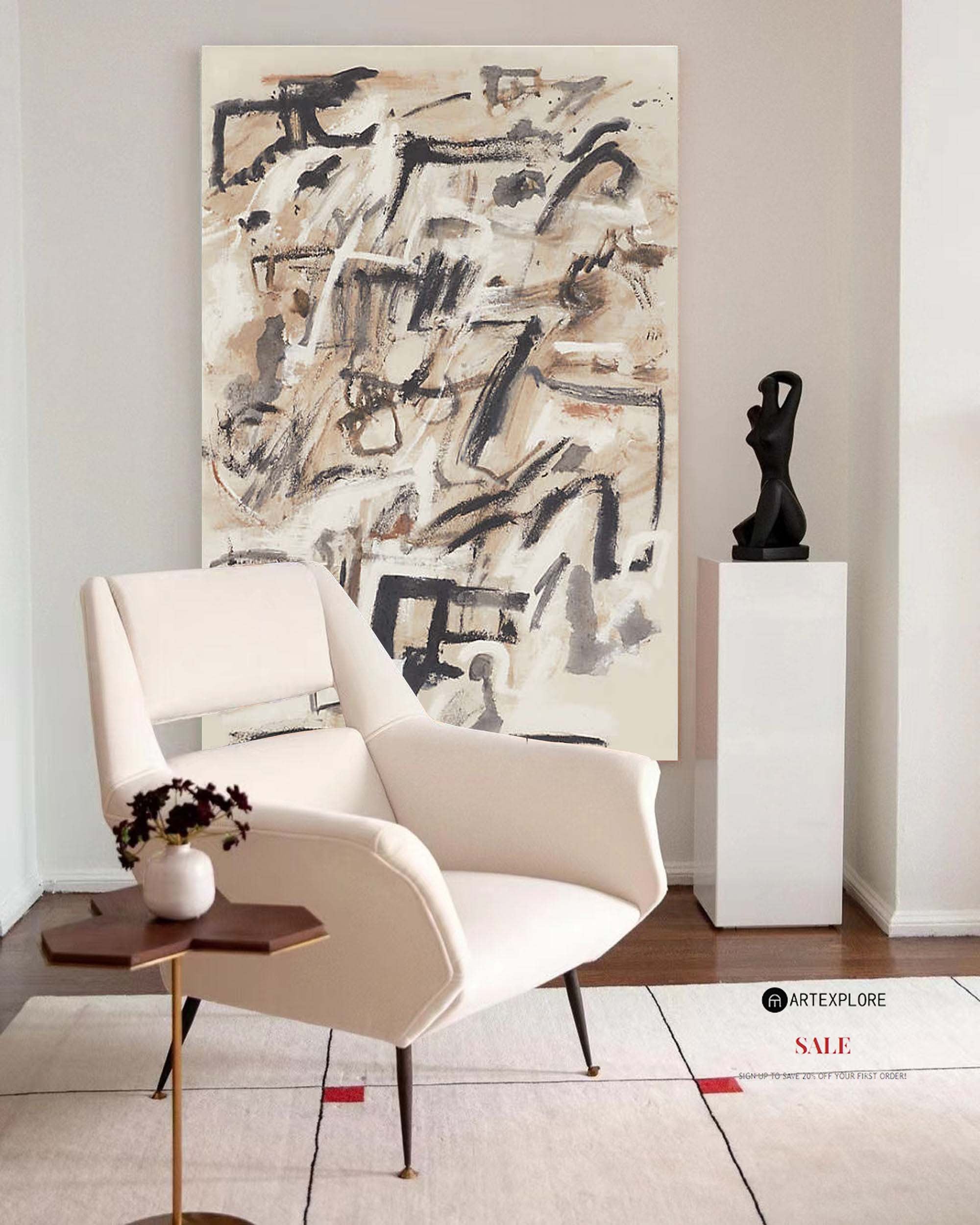 Abstract Expressionist Canvas Art | Modern Graffiti Style Decor #AA 313