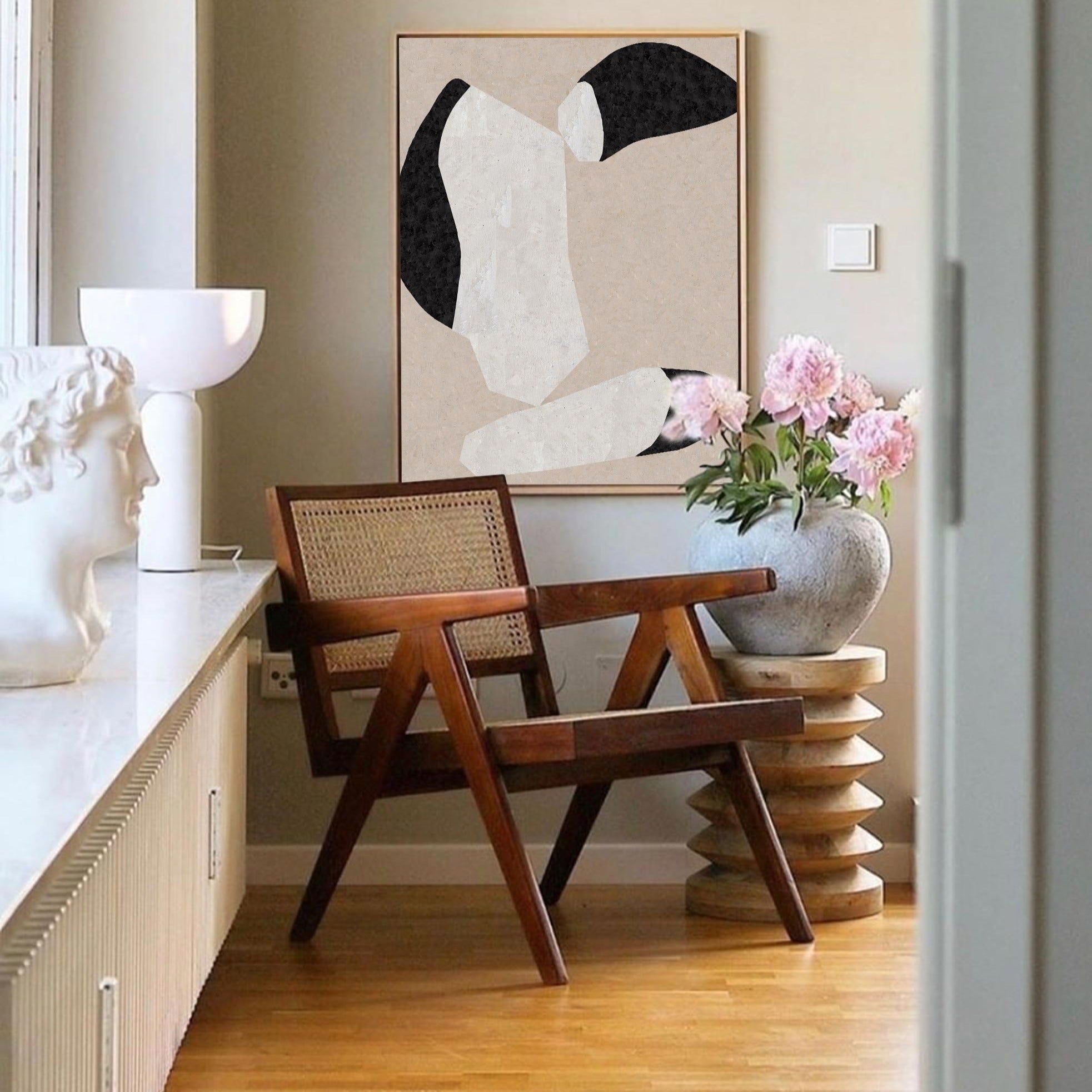 Black & White Abstract Shapes | Neutral Wall Art Print #AA 290