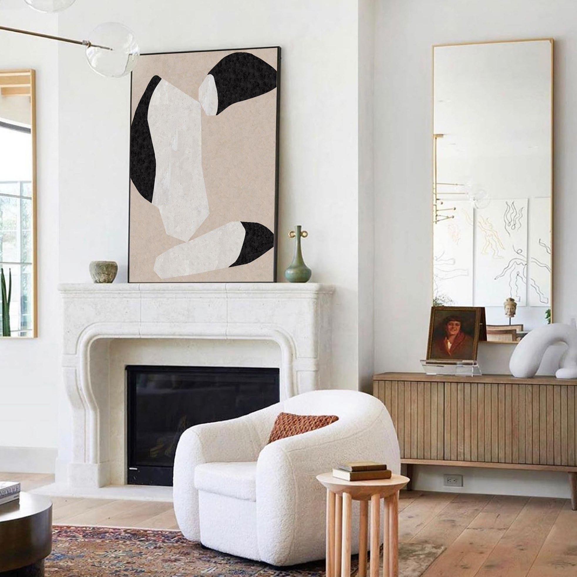 Black & White Abstract Shapes | Neutral Wall Art Print #AA 290