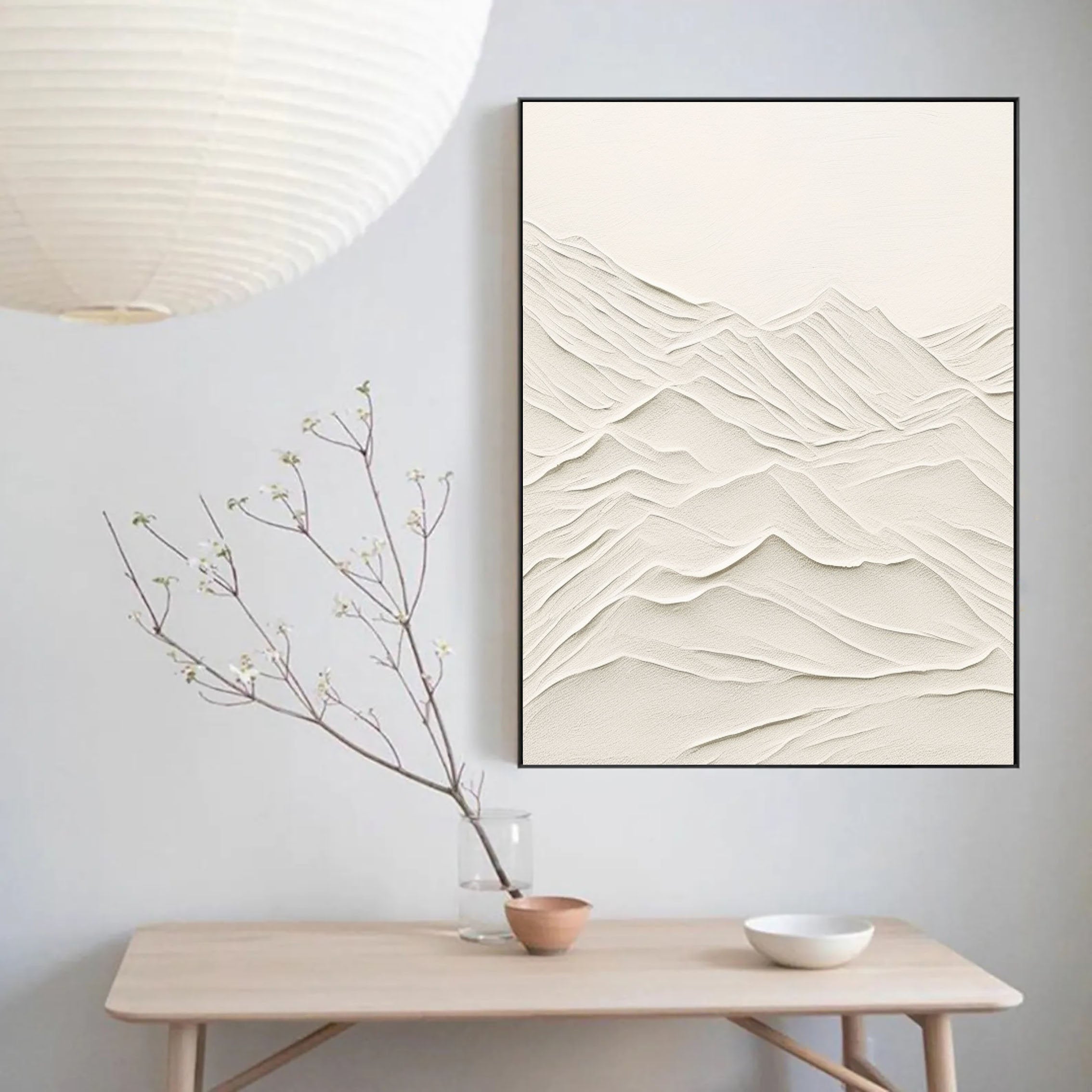 Neutral Tone 3D Textured Wall Art - Plaster Mountain Range Canvas #JJ 356