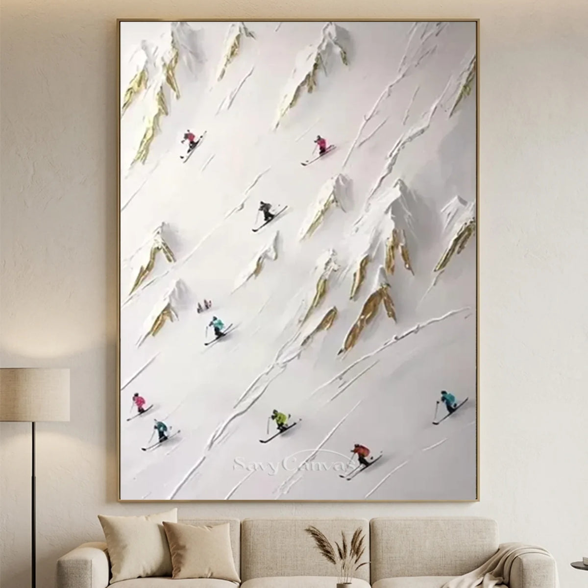 Beige_Skiing_Sports_Art_Textured_Painting_Canvas-for-large-living-room-07.webp