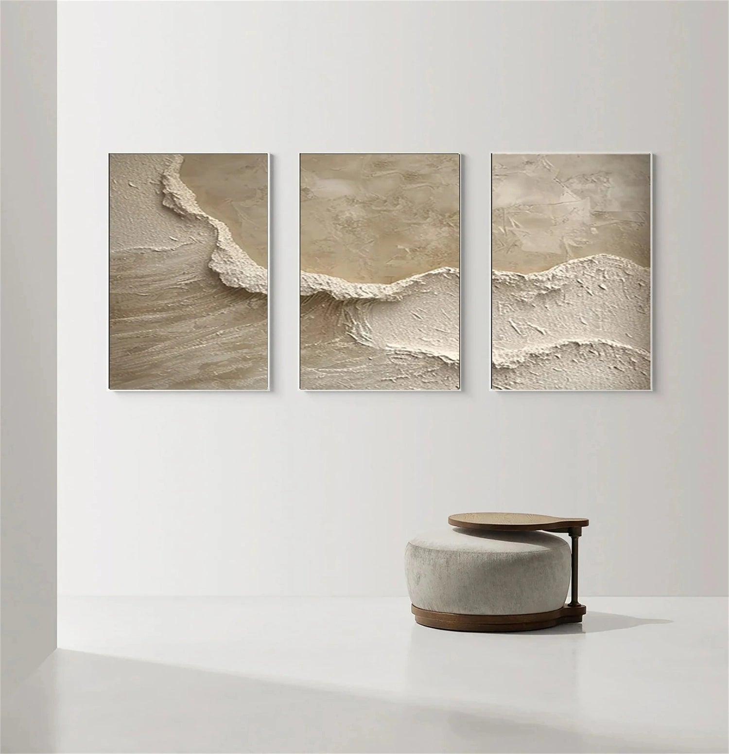 Large Minimalist Textured Wall Art | 3 Piece Neutral Abstract Triptych