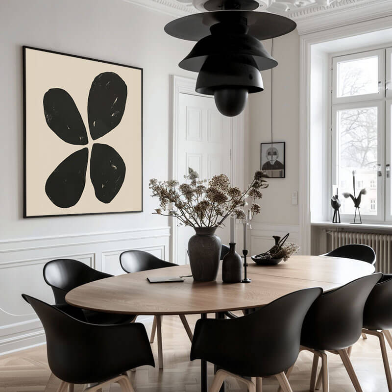 Japandi Style Abstract Art | Minimalist Black Flower #AA 292