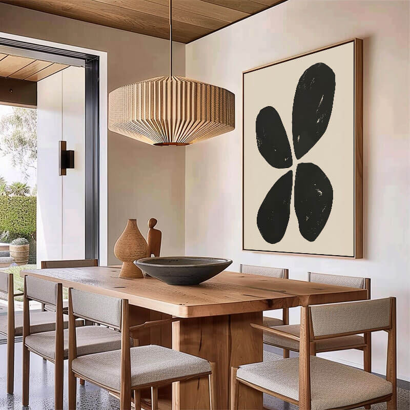 Japandi Style Abstract Art | Minimalist Black Flower #AA 292