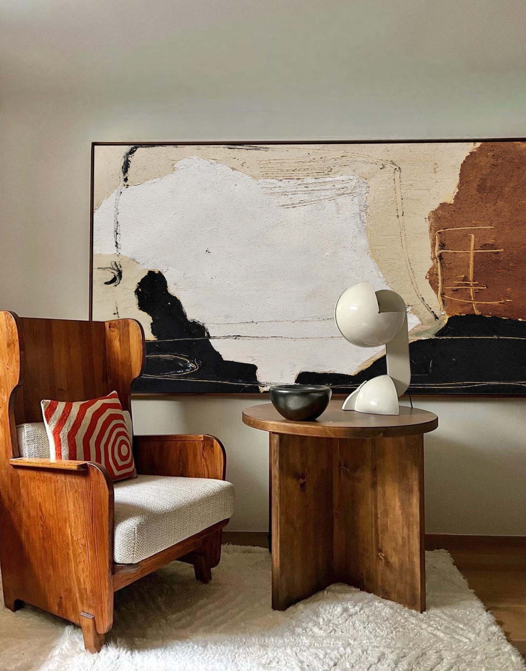 Large Black, White & Brown Abstract Canvas Art | Modern Decor #AA 314