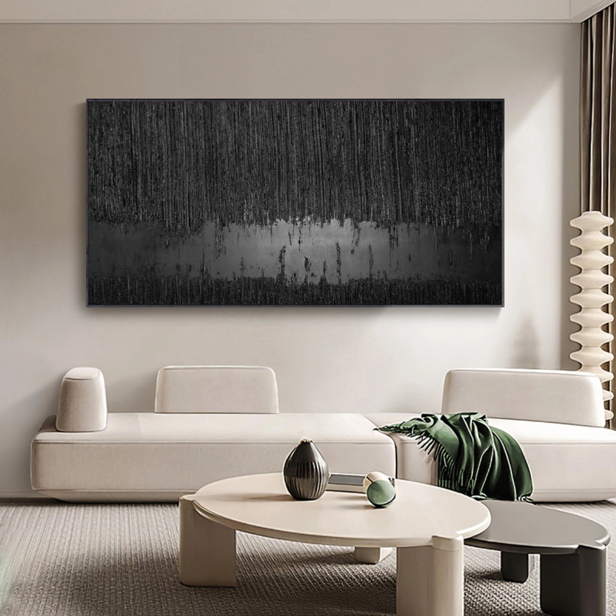 Modern Art Gift: Textured Black Abstract Painting