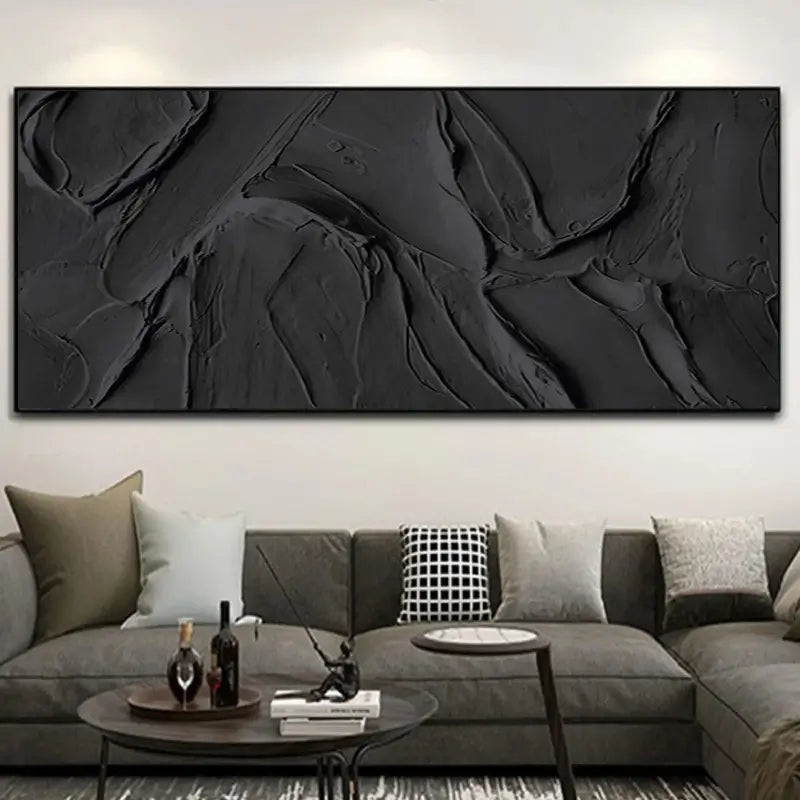 Textured Black Abstract: Modern Minimalist Art