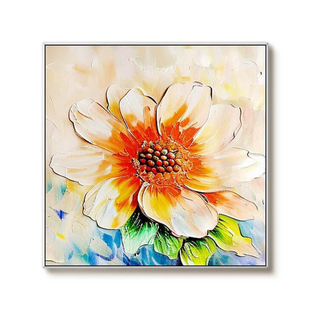 Textured Abstract Flower Painting | Large Square Canvas Art  #ZZ 224