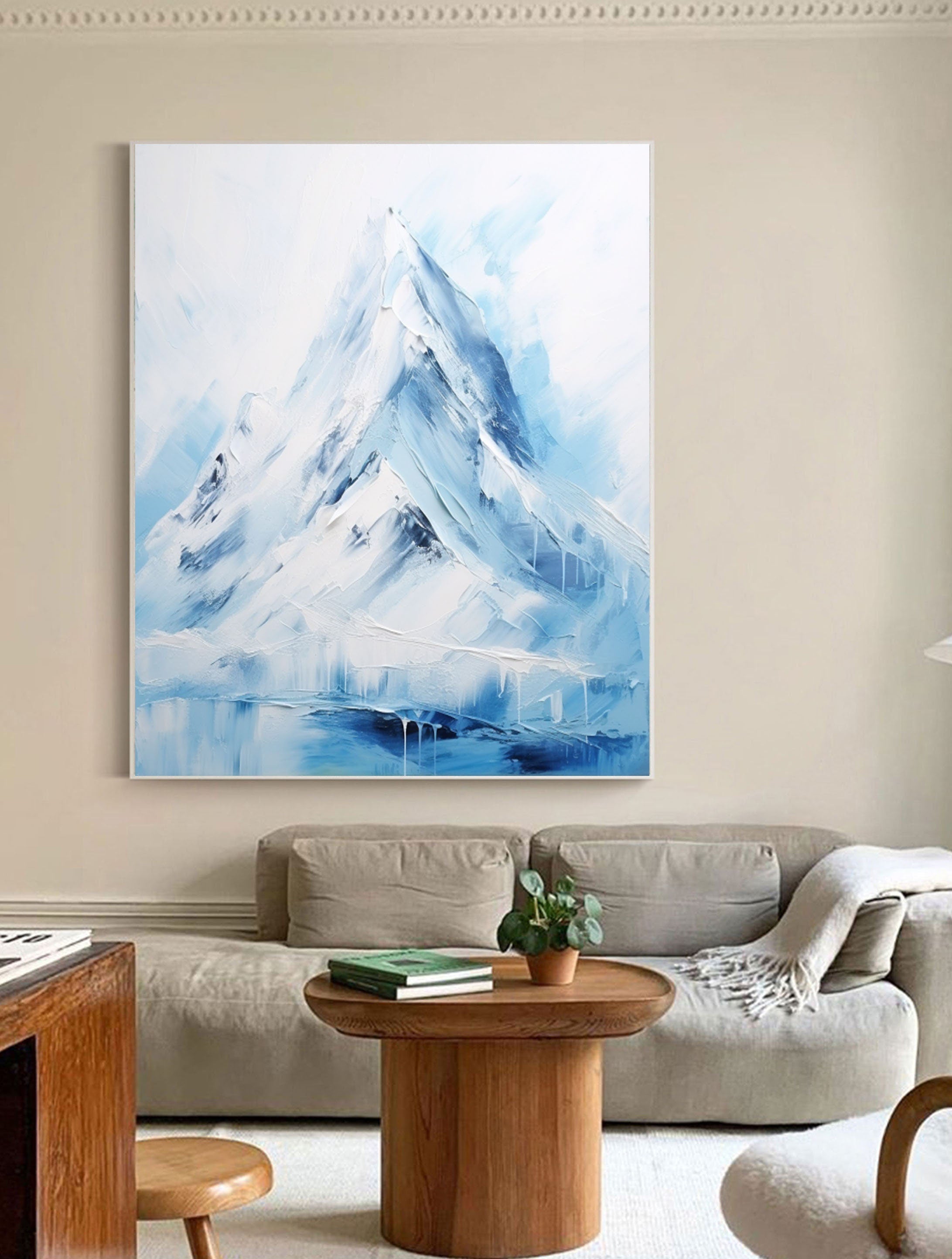 Mountain Landscape - Blue & White Texture Wall Decor