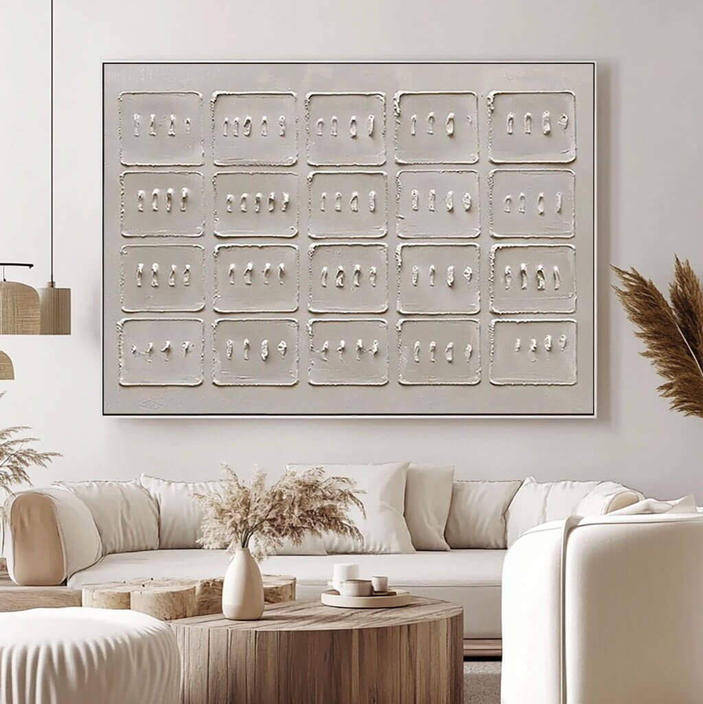 Oversized Beige Statement Art | Large Textured Abstract for Wall