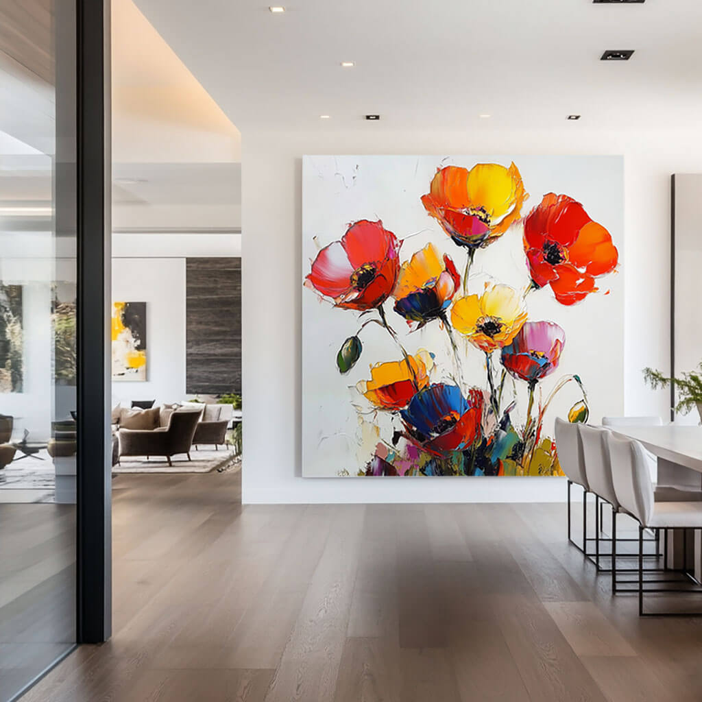 Heavy Texture Poppy Painting | Palette Knife Floral Art #AA 259