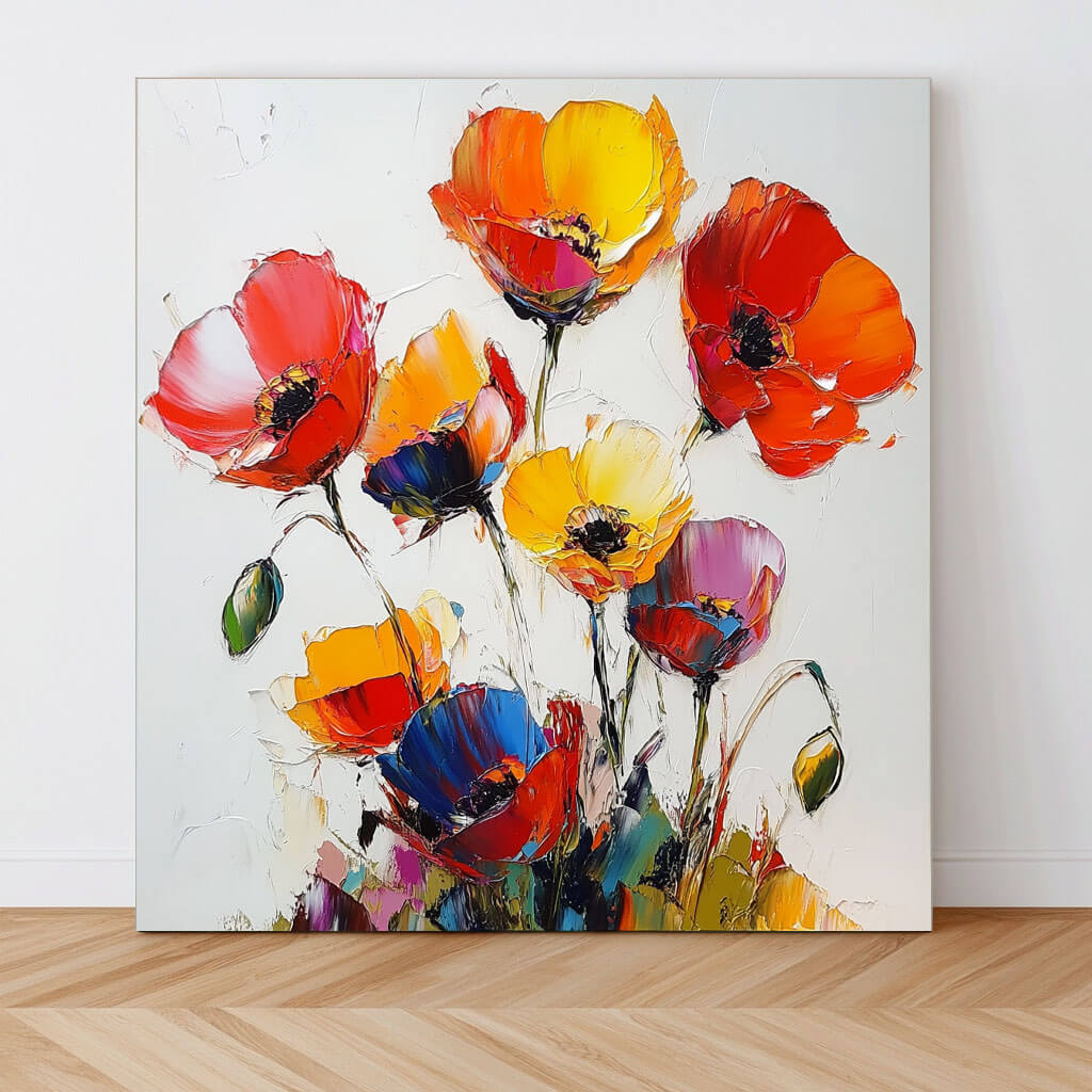 Vibrant Colorful Floral Art | Energetic Poppy Painting