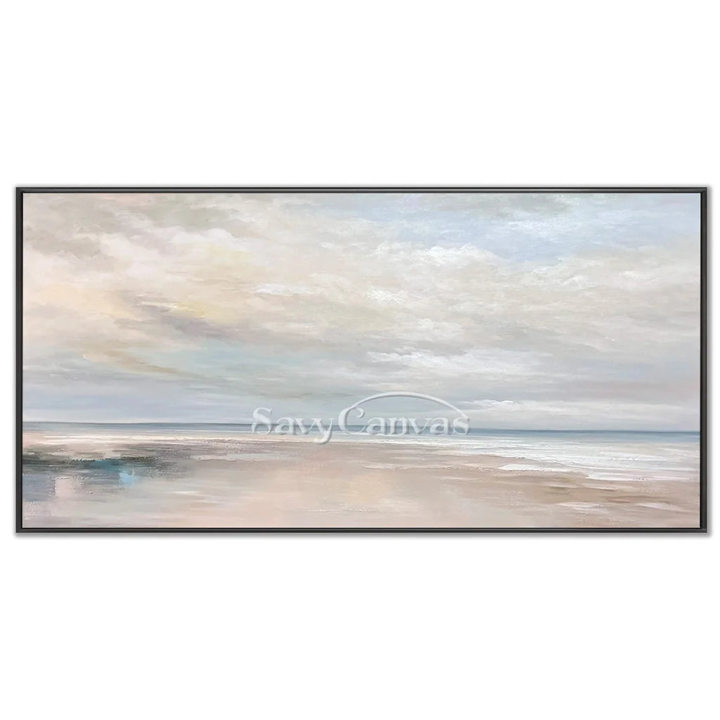 Calming Coastal Landscape Wall Art | Abstract Seascape Cloud Painting #ZZ 080
