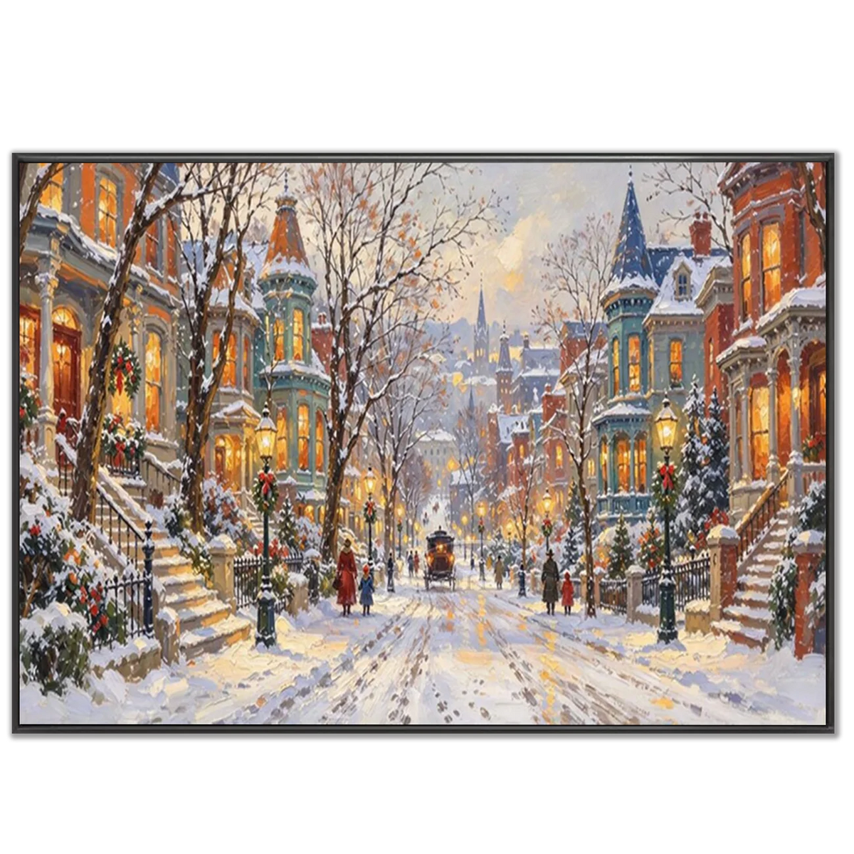 Christmas-Street-Oil-Painting-black-frame-02.webp