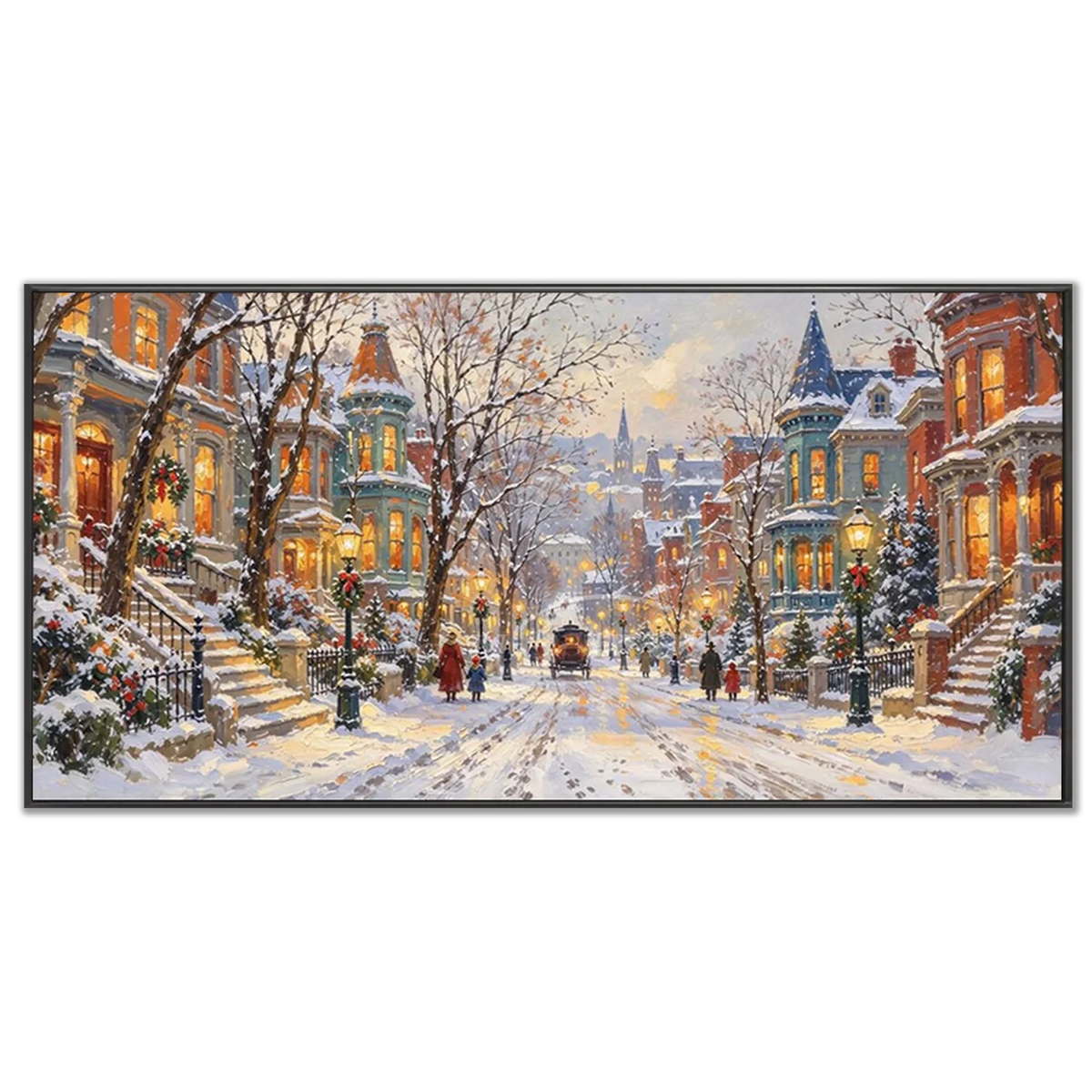 Christmas-Street-Oil-Painting-black-frame-03.webp