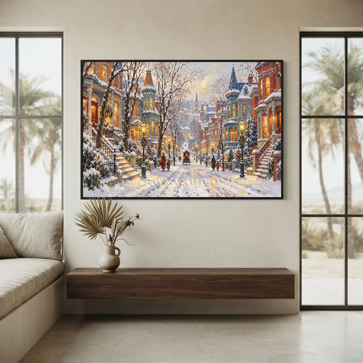 Christmas-Street-Oil-Painting-for-wall-between-window-08.webp