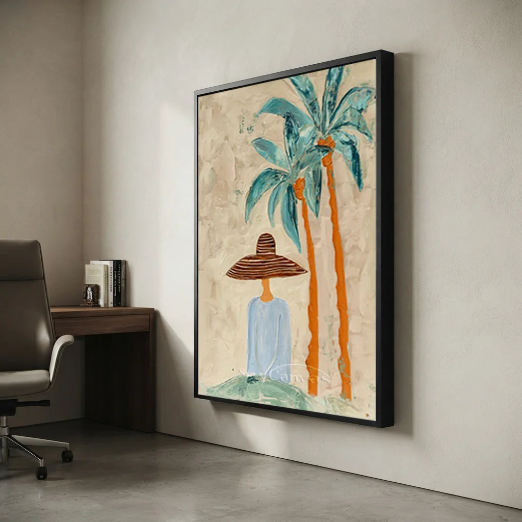 Handcrafted Abstract Coastal Lady Oil Painting #SS 312