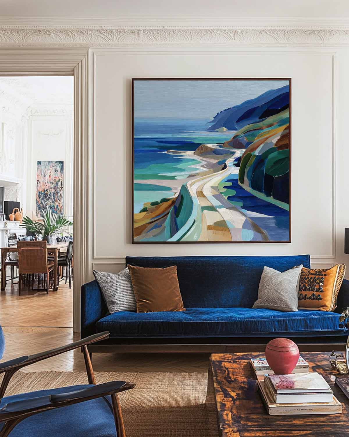 Coastal Highway Landscape Canvas Art | Winding Road Seascape #AA 337