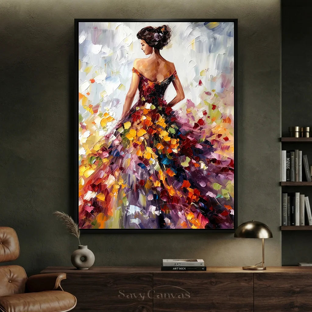 Colorful Abstract Woman Painting | Textured Vertical Canvas Art #ZZ 188