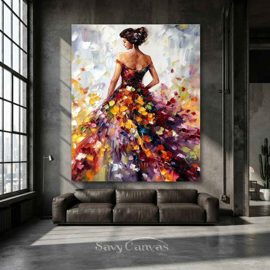 Colorful Abstract Woman Painting | Textured Vertical Canvas Art #ZZ 188