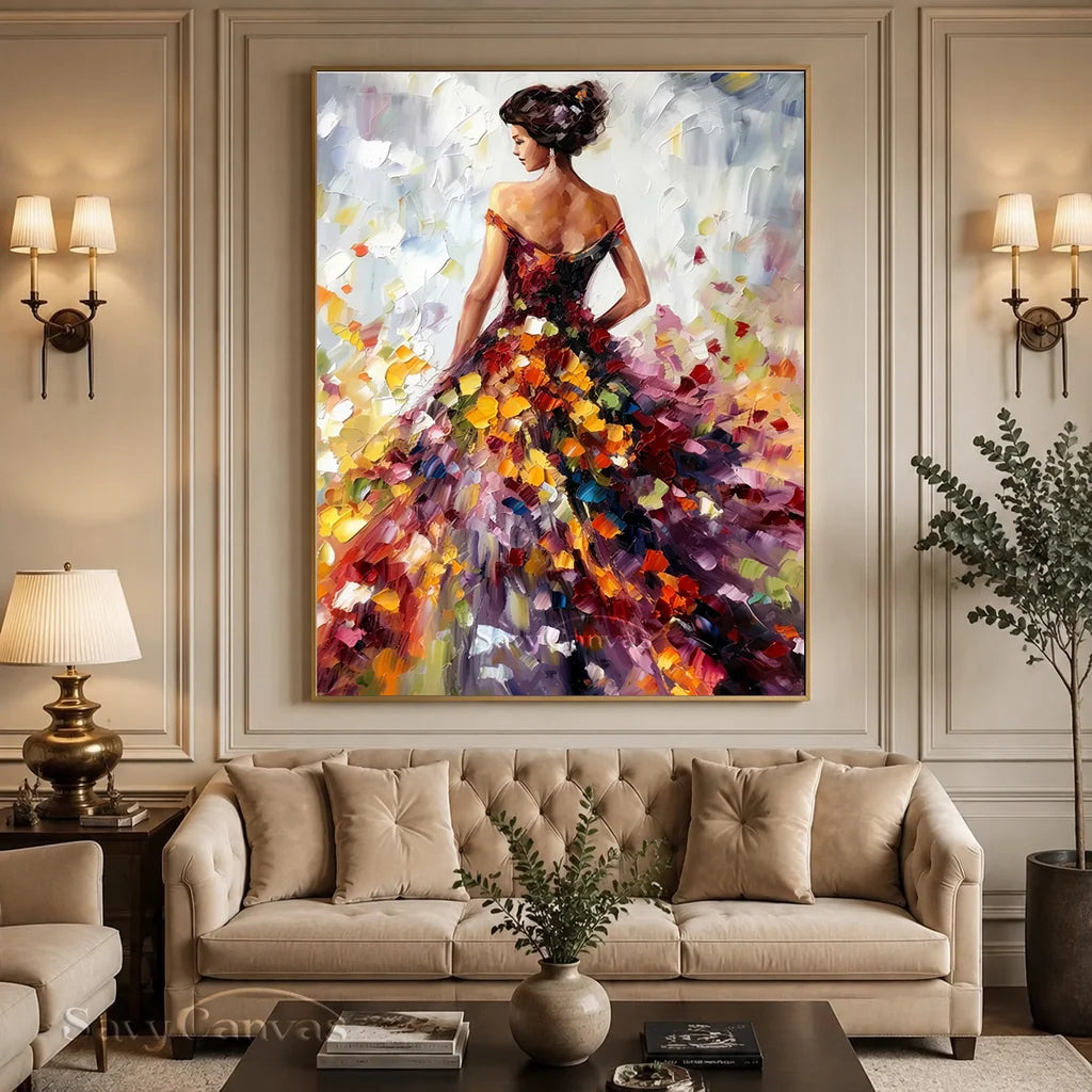 Colorful Abstract Woman Painting | Textured Vertical Canvas Art #ZZ 188
