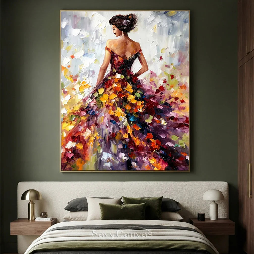 Colorful Abstract Woman Painting | Textured Vertical Canvas Art #ZZ 188