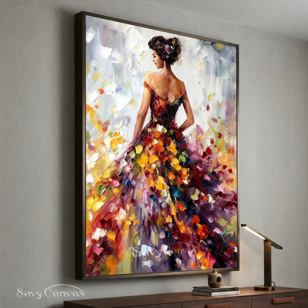 Colorful Abstract Woman Painting | Textured Vertical Canvas Art #ZZ 188