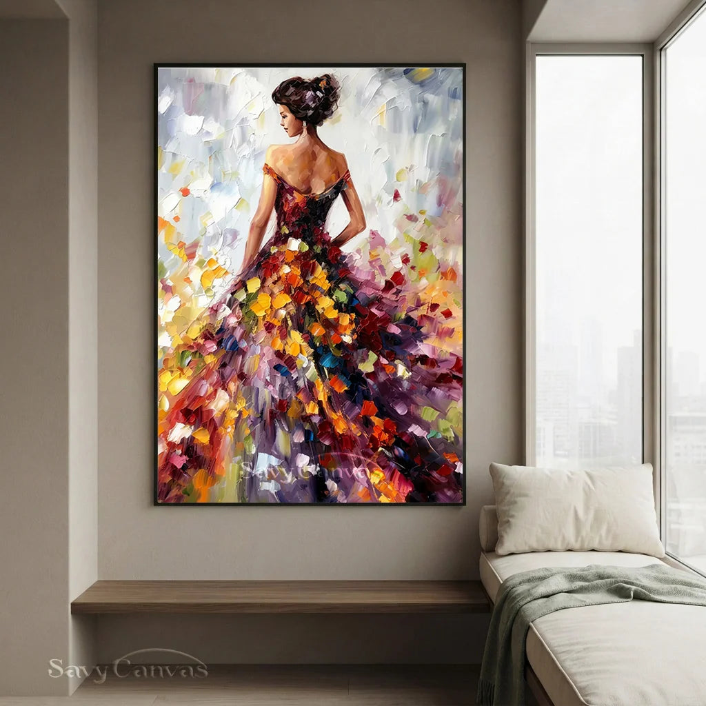 Colorful Abstract Woman Painting | Textured Vertical Canvas Art #ZZ 188