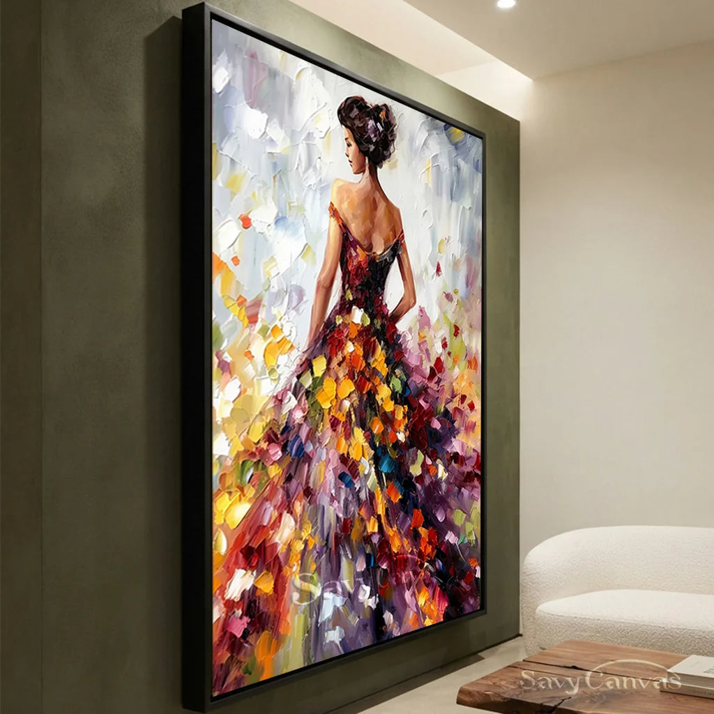 Colorful Abstract Woman Painting | Textured Vertical Canvas Art #ZZ 188