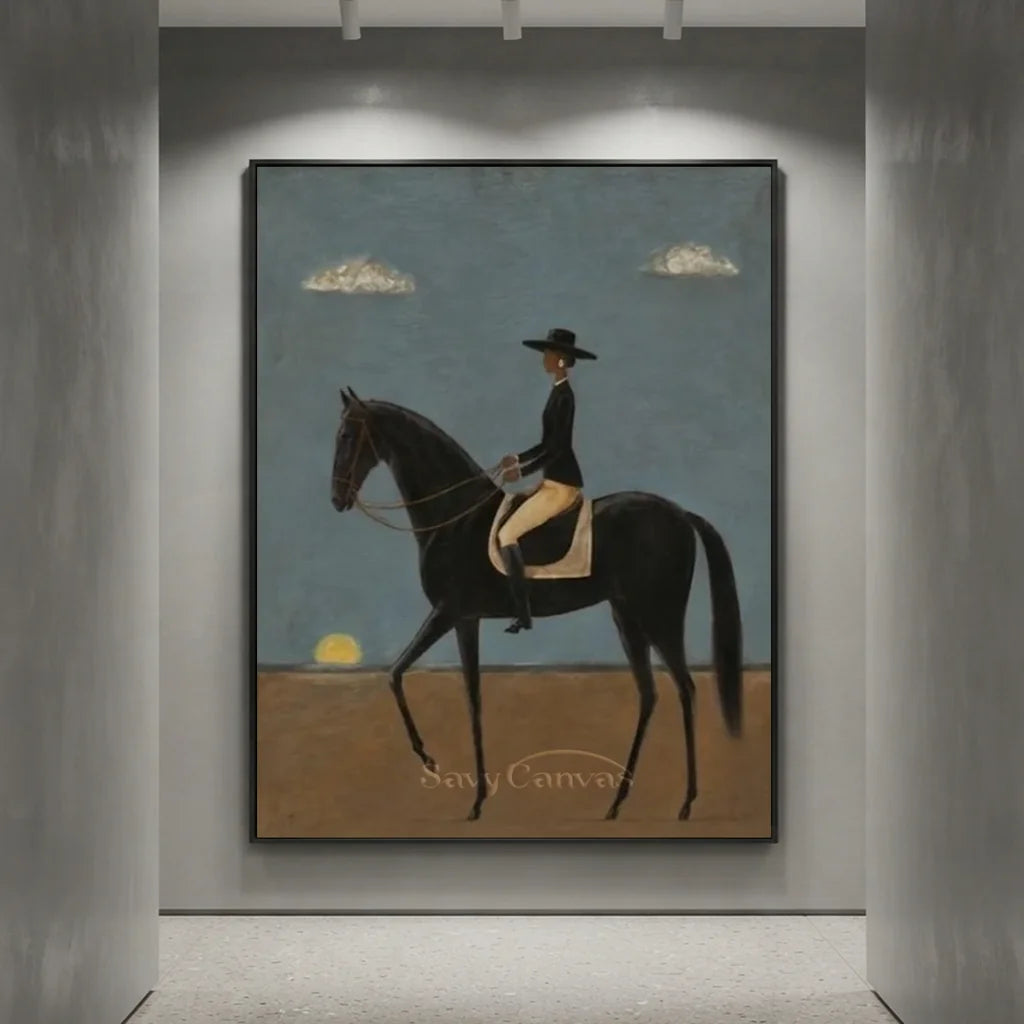 Original Blue & Brown Equestrian Canvas #SS 313