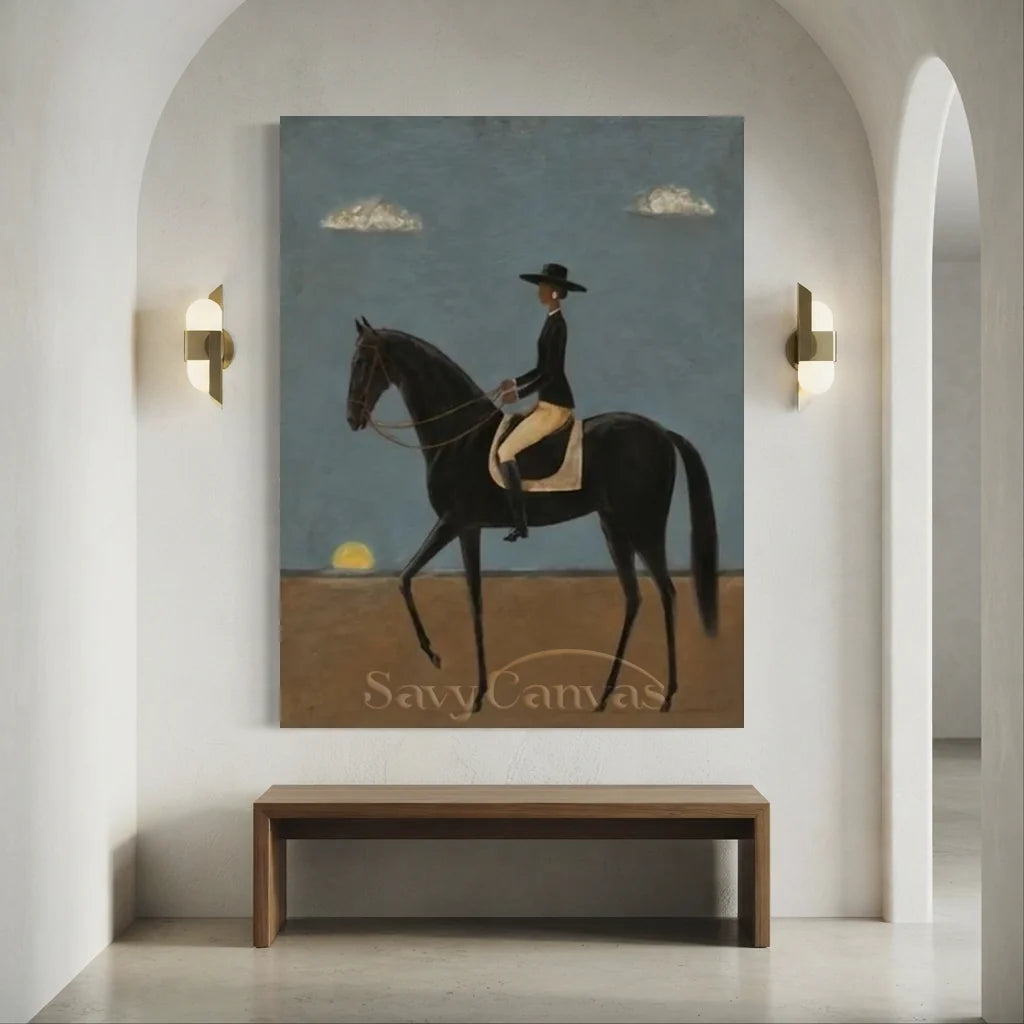 Original Blue & Brown Equestrian Canvas #SS 313