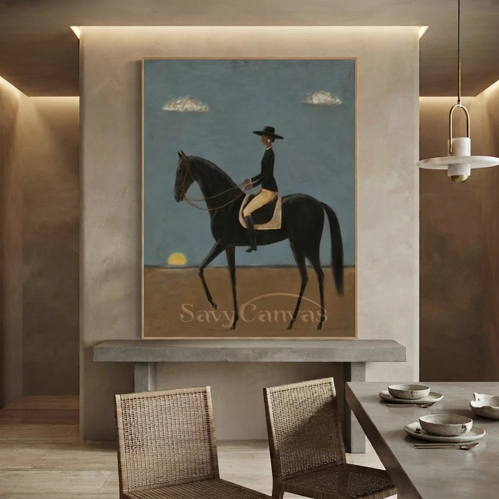 Original Blue & Brown Equestrian Canvas #SS 313