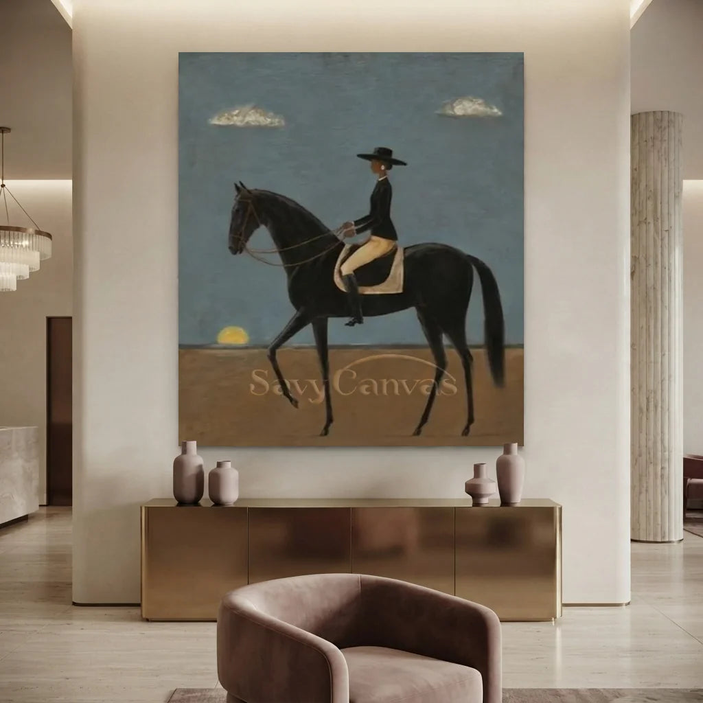 Original Blue & Brown Equestrian Canvas #SS 313