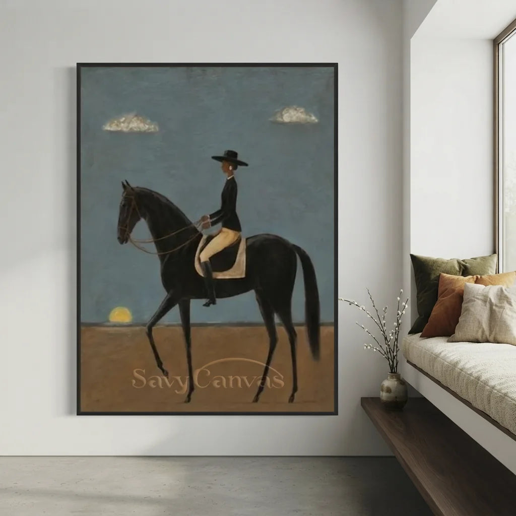 Original Blue & Brown Equestrian Canvas #SS 313