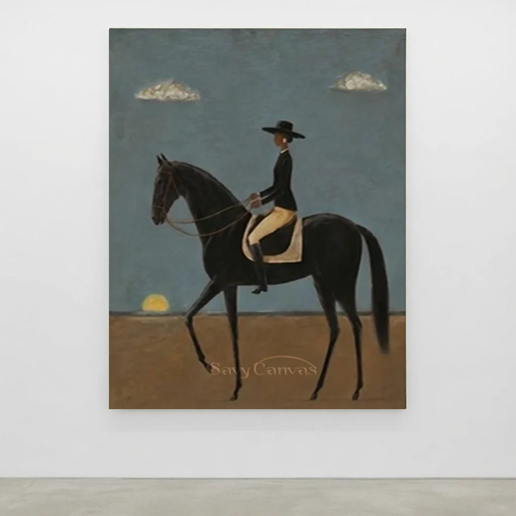 Original Blue & Brown Equestrian Canvas #SS 313