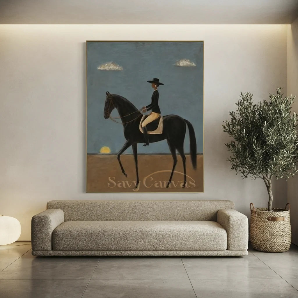 Original Blue & Brown Equestrian Canvas #SS 313