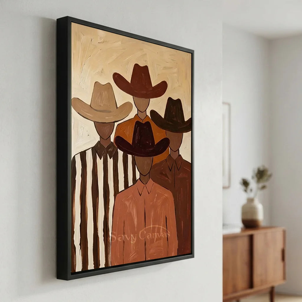 Abstract Cowboy Group Oil Painting, Brown #SS 314