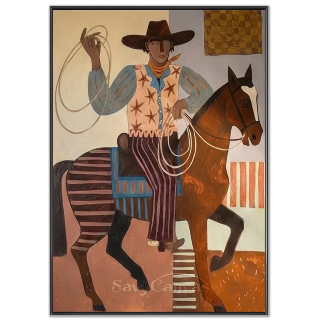 Folk Cowboy with Lasso Oil Painting #SS 315