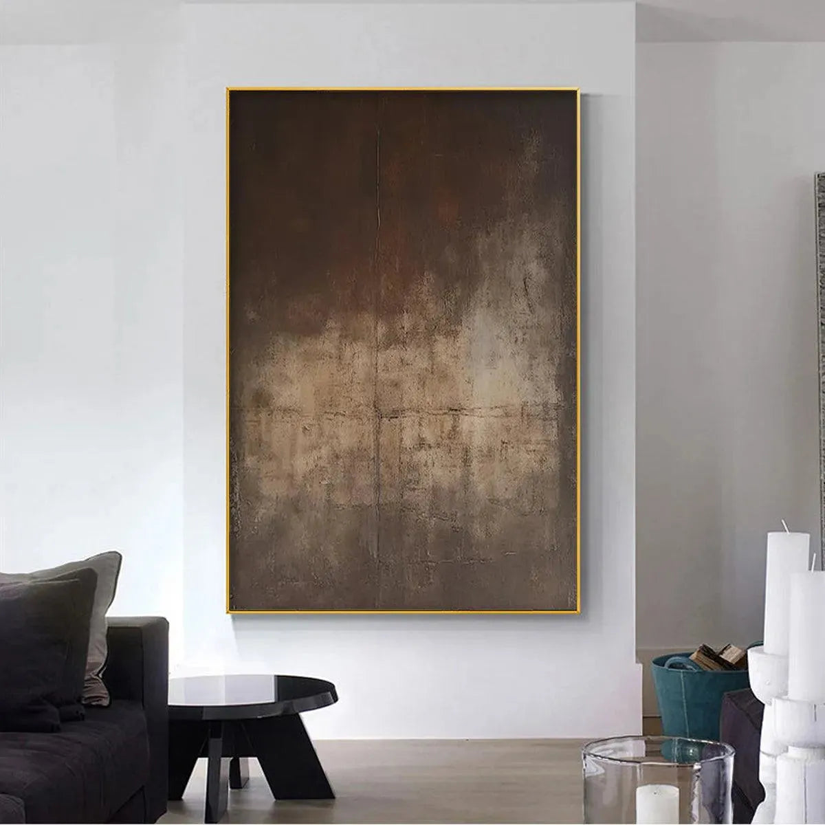 Dark Rust and Bronze Abstract Canvas | Industrial Wall Art #AA 446