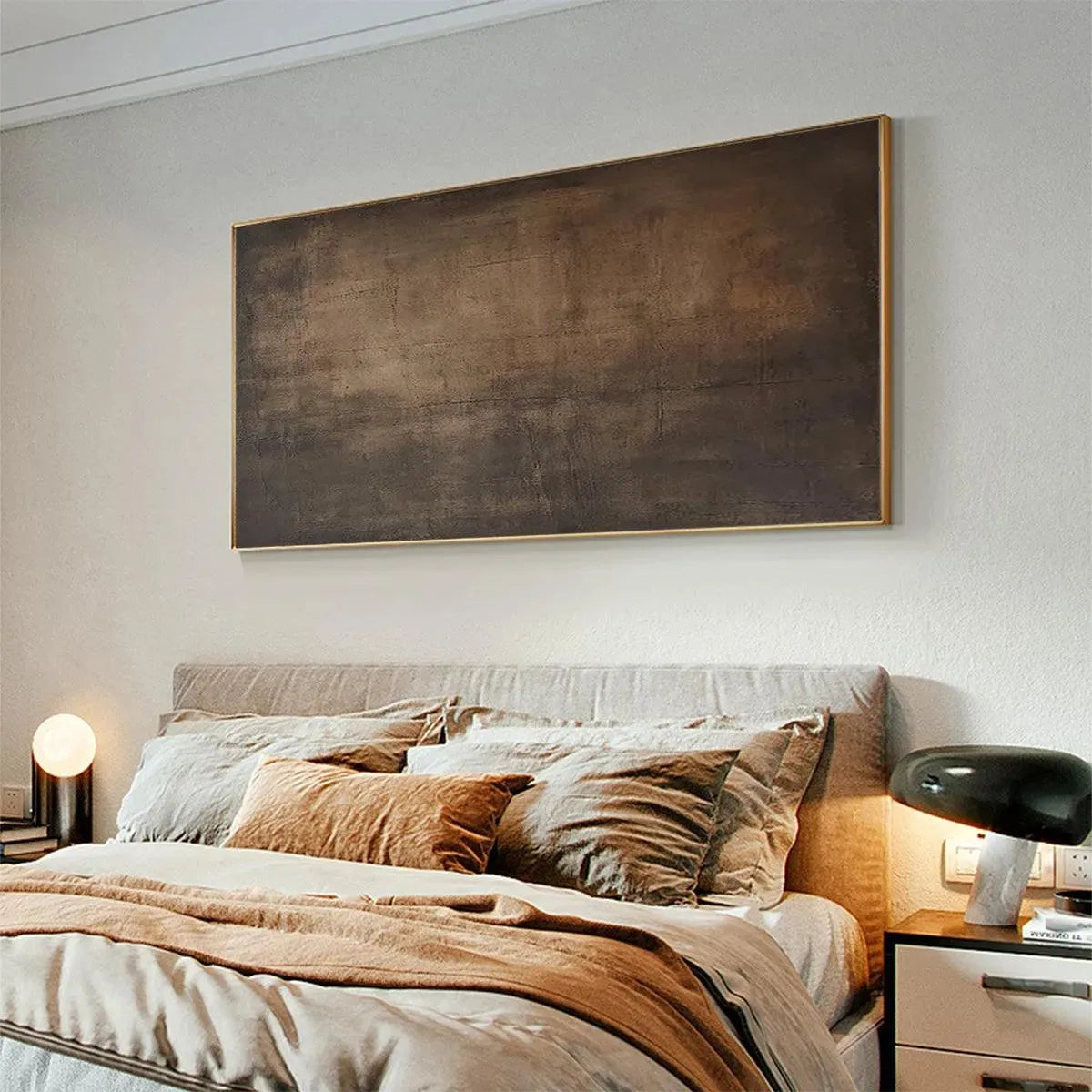 Dark Bronze and Rust Abstract Canvas | Industrial Textured Art #AA 450