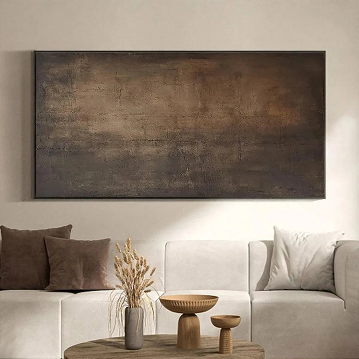 Dark Bronze and Rust Abstract Canvas | Industrial Textured Art #AA 450