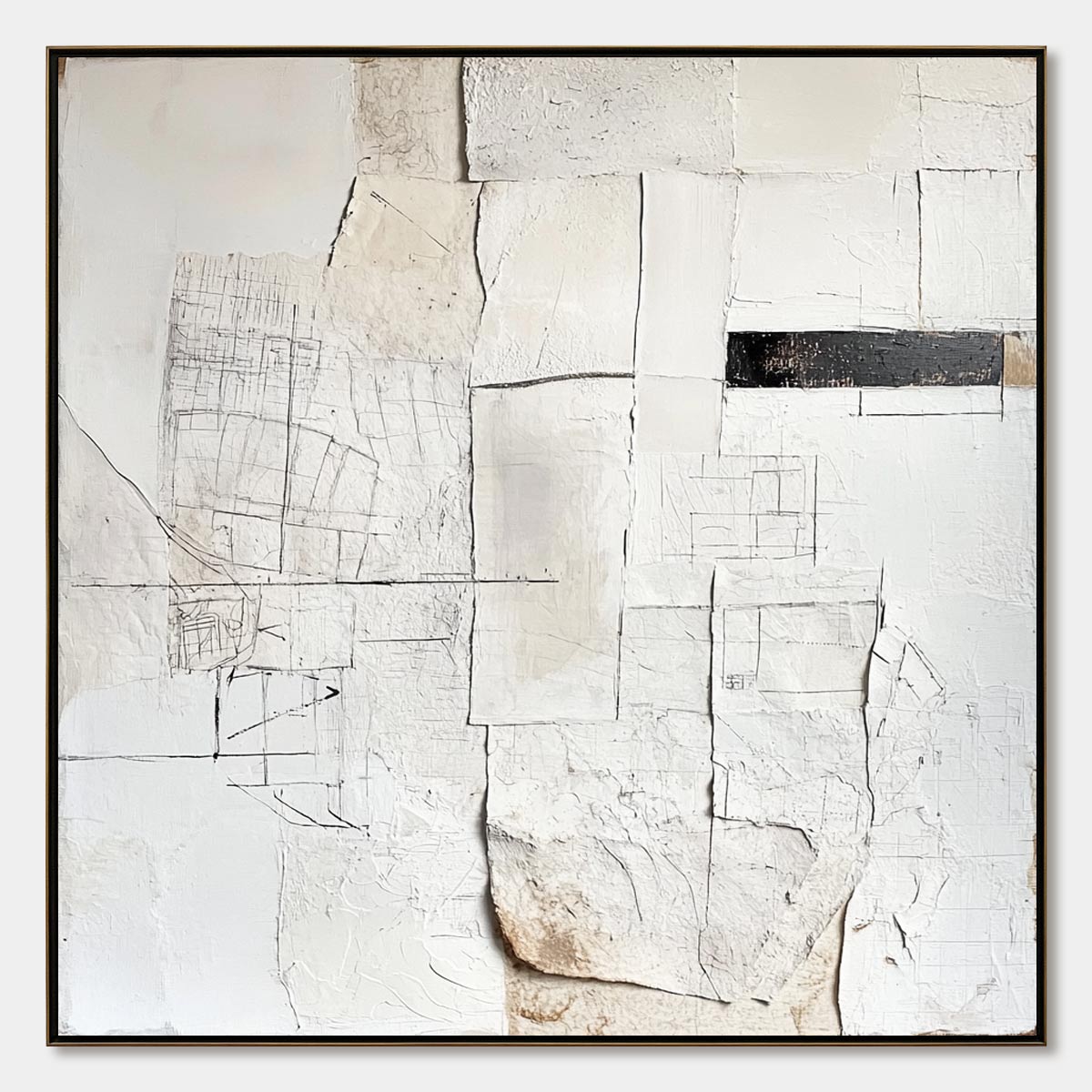 Textured 3D White Abstract Art | Minimalist Plaster Painting #AA 089