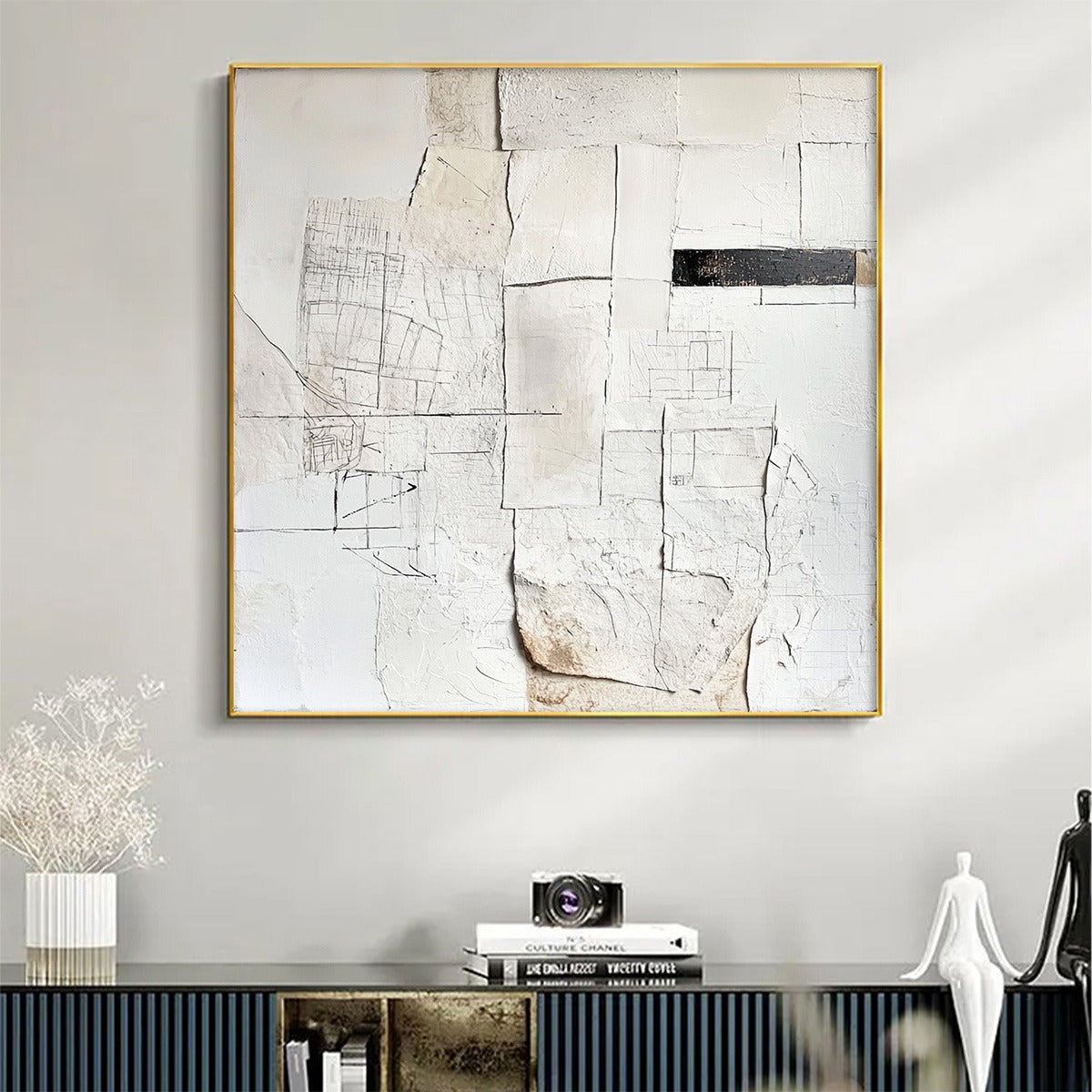 Wabi Sabi Wall Art | Textured White & Black Abstract