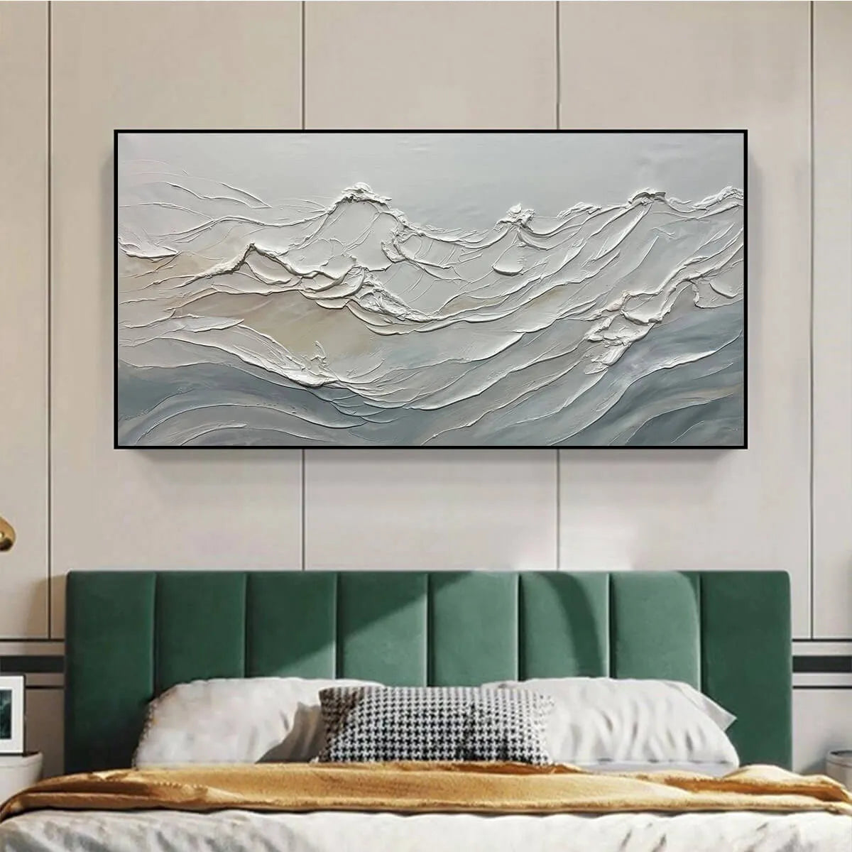 Abstract White Ocean Wave Wall Art | Panoramic Landscape Decor #AA 447